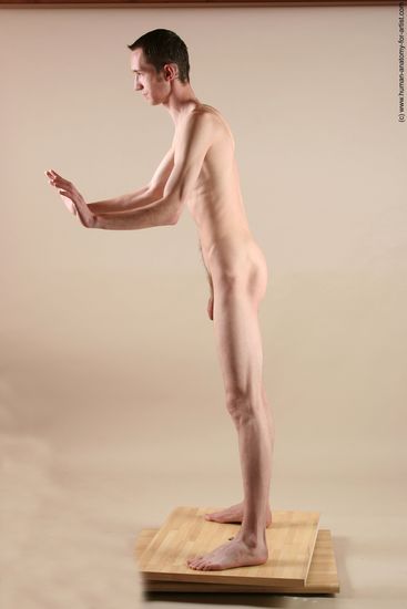 Nude Man White Standing poses - ALL Underweight Short Brown Standing poses - simple Realistic