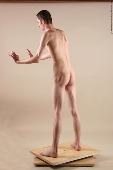 Nude Man White Standing poses - ALL Underweight Short Brown Standing poses - simple Realistic