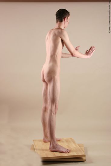 Nude Man White Standing poses - ALL Underweight Short Brown Standing poses - simple Realistic