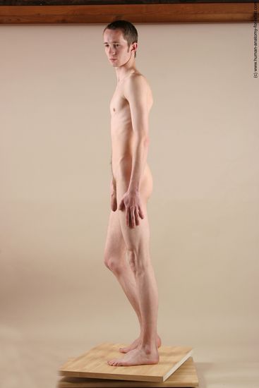 Nude Man White Standing poses - ALL Underweight Short Brown Standing poses - simple Realistic