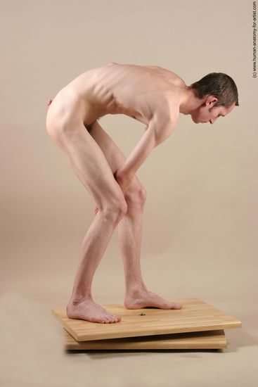 Nude Man White Standing poses - ALL Underweight Short Brown Standing poses - simple Realistic