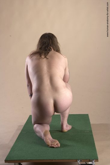 Nude Man White Kneeling poses - ALL Average Long Brown Kneeling poses - on both knees Realistic