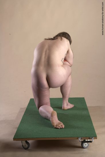 Nude Man White Kneeling poses - ALL Average Long Brown Kneeling poses - on both knees Realistic