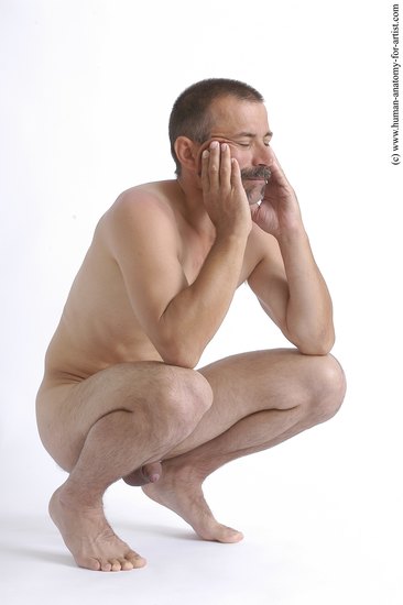 Nude Man White Standing poses - ALL Slim Short Standing poses - knee-bend Black Realistic