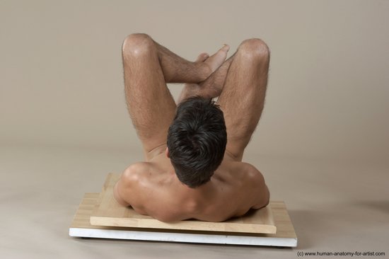 Nude Man White Kneeling poses - ALL Slim Short Brown Kneeling poses - on both knees Realistic