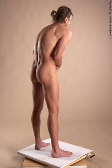 Nude Man White Standing poses - ALL Slim Short Brown Standing poses - simple Realistic