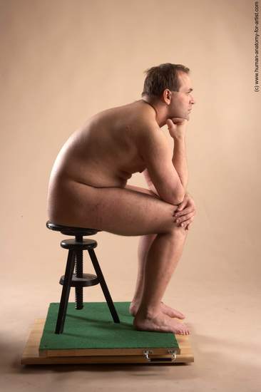 Nude Man White Sitting poses - simple Average Short Brown Sitting poses - ALL Realistic