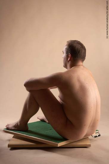 Nude Man White Sitting poses - simple Average Short Brown Sitting poses - ALL Realistic