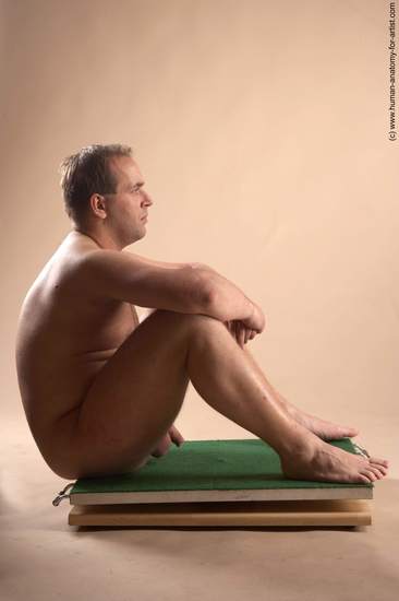 Nude Man White Sitting poses - simple Average Short Brown Sitting poses - ALL Realistic