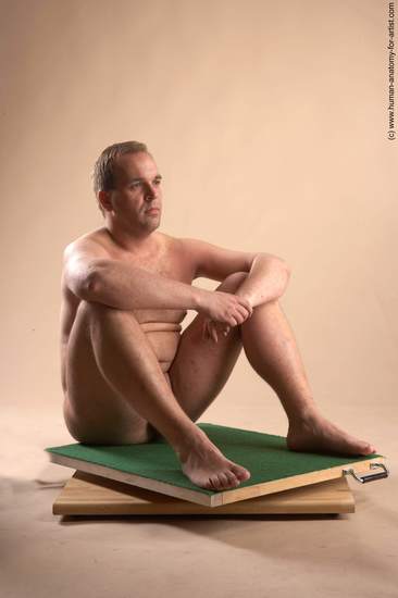 Nude Man White Sitting poses - simple Average Short Brown Sitting poses - ALL Realistic