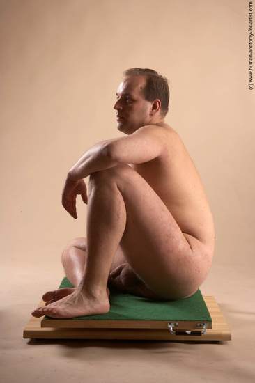 Nude Man White Sitting poses - simple Average Short Brown Sitting poses - ALL Realistic