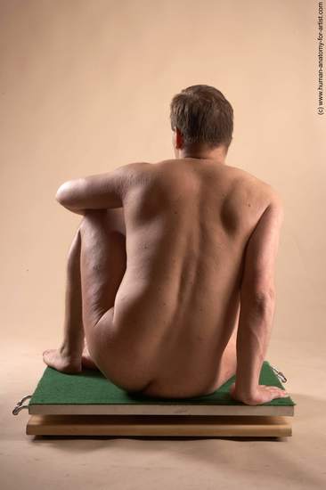 Nude Man White Sitting poses - simple Average Short Brown Sitting poses - ALL Realistic