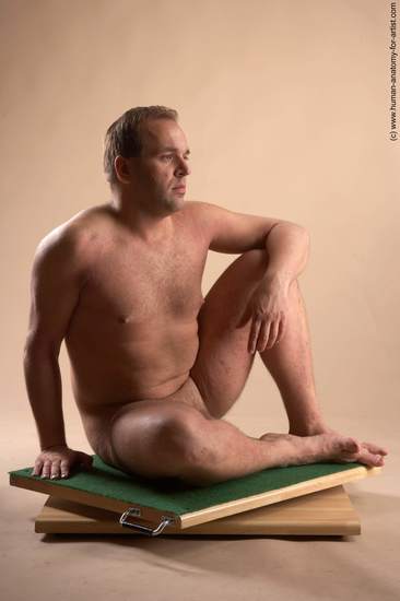 Nude Man White Sitting poses - simple Average Short Brown Sitting poses - ALL Realistic