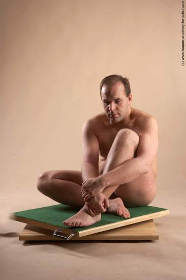 Nude Man White Sitting poses - simple Average Short Brown Sitting poses - ALL Realistic