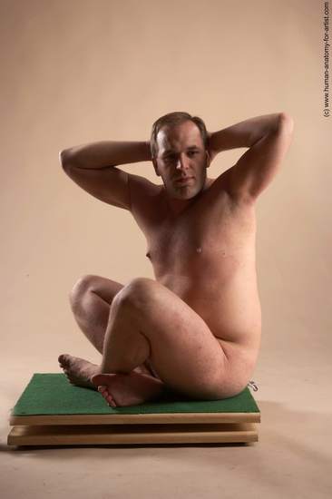 Nude Man White Sitting poses - simple Average Short Brown Sitting poses - ALL Realistic