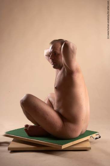 Nude Man White Sitting poses - simple Average Short Brown Sitting poses - ALL Realistic