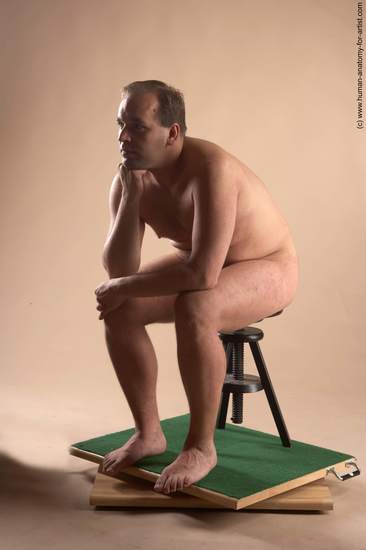 Nude Man White Sitting poses - simple Average Short Brown Sitting poses - ALL Realistic