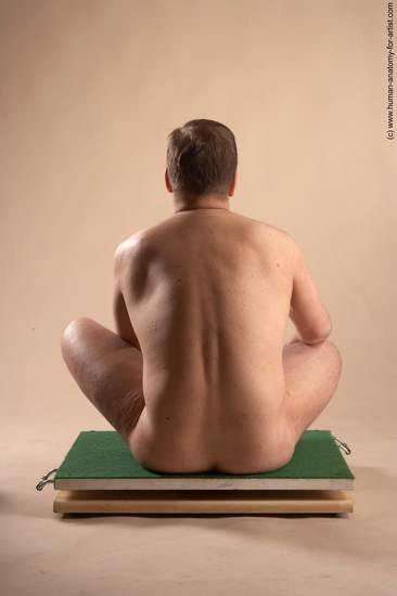 Nude Man White Sitting poses - simple Average Short Brown Sitting poses - ALL Realistic