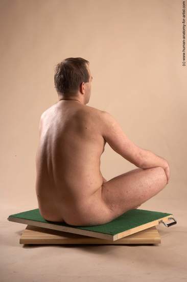 Nude Man White Sitting poses - simple Average Short Brown Sitting poses - ALL Realistic