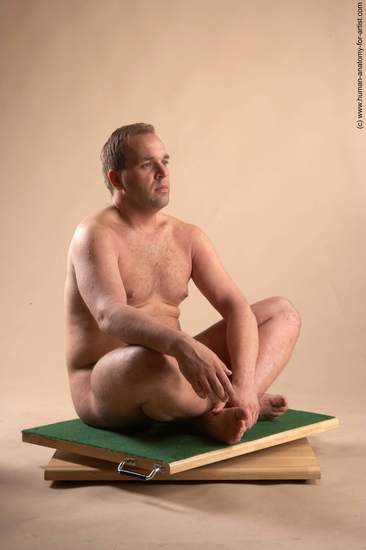 Nude Man White Sitting poses - simple Average Short Brown Sitting poses - ALL Realistic