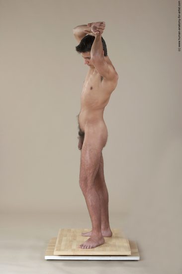 Nude Man White Standing poses - ALL Slim Short Black Standing poses - simple Realistic