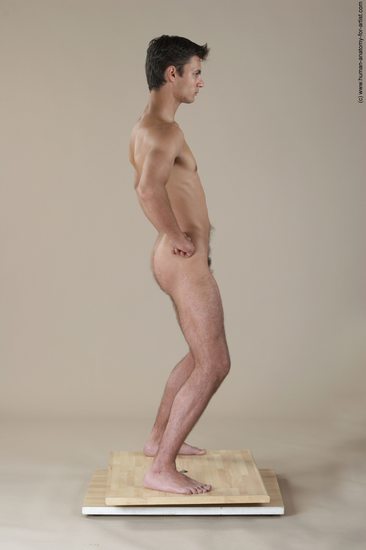 Nude Man White Standing poses - ALL Slim Short Black Standing poses - simple Realistic