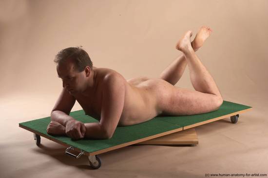 Nude Man White Laying poses - ALL Average Short Brown Laying poses - on stomach Realistic