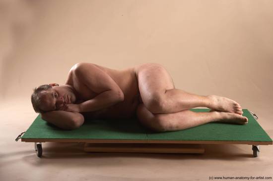 Nude Man White Laying poses - ALL Average Short Brown Laying poses - on side Realistic