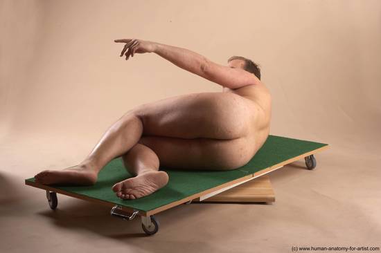 Nude Man White Laying poses - ALL Average Short Brown Laying poses - on side Realistic