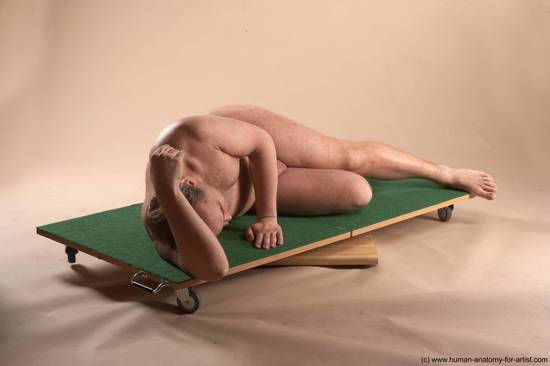 Nude Man White Laying poses - ALL Average Short Brown Laying poses - on side Realistic