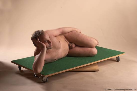 Nude Man White Laying poses - ALL Average Short Brown Laying poses - on side Realistic