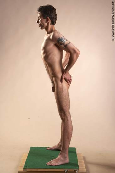 Nude Man White Standing poses - ALL Underweight Short Brown Standing poses - simple Realistic