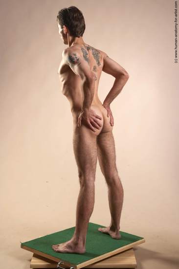 Nude Man White Standing poses - ALL Underweight Short Brown Standing poses - simple Realistic