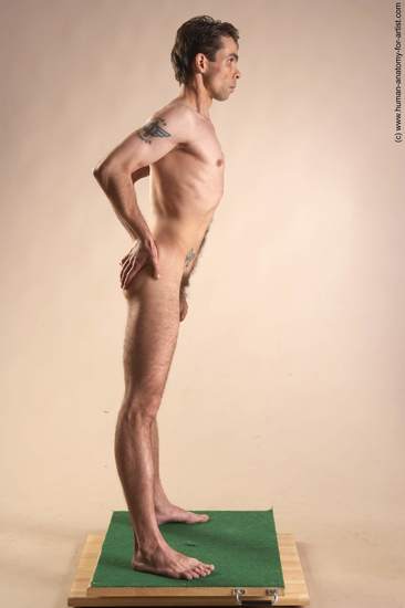 Nude Man White Standing poses - ALL Underweight Short Brown Standing poses - simple Realistic