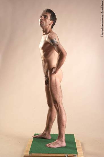 Nude Man White Standing poses - ALL Underweight Short Brown Standing poses - simple Realistic