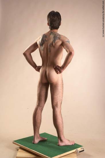 Nude Man White Standing poses - ALL Underweight Short Brown Standing poses - simple Realistic