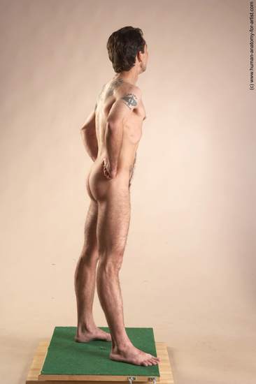 Nude Man White Standing poses - ALL Underweight Short Brown Standing poses - simple Realistic