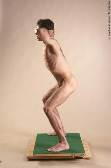 Nude Man White Standing poses - ALL Underweight Short Brown Standing poses - simple Realistic