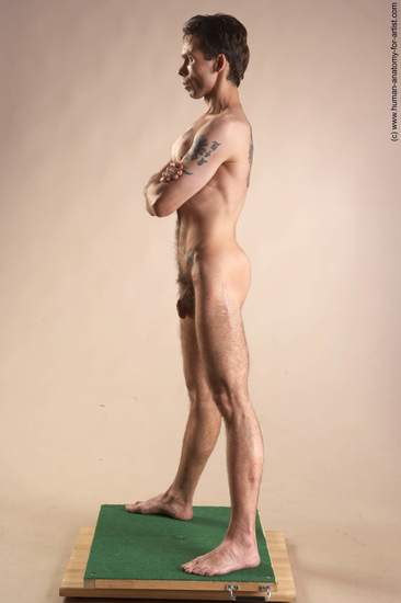 Nude Man White Standing poses - ALL Underweight Short Brown Standing poses - simple Realistic