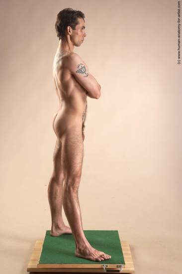 Nude Man White Standing poses - ALL Underweight Short Brown Standing poses - simple Realistic