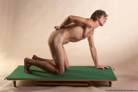 Nude Man White Kneeling poses - ALL Slim Short Grey Kneeling poses - on both knees Realistic