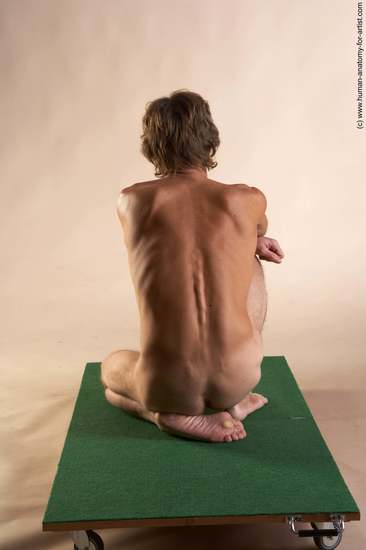 Nude Man White Kneeling poses - ALL Slim Short Grey Kneeling poses - on both knees Realistic