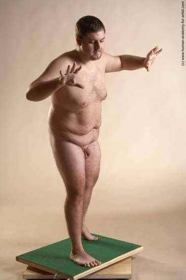 Nude Man White Standing poses - ALL Overweight Short Brown Standing poses - simple Realistic