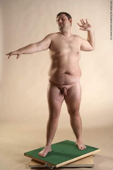 Nude Man White Standing poses - ALL Overweight Short Brown Standing poses - simple Realistic