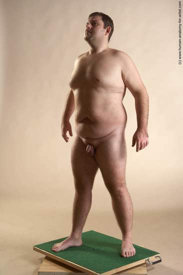 Nude Man White Standing poses - ALL Overweight Short Brown Standing poses - simple Realistic