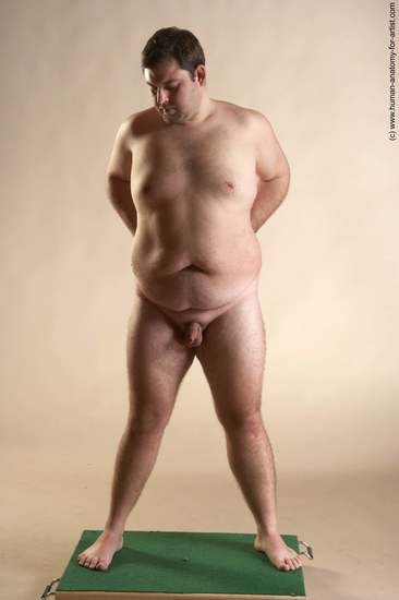 Nude Man White Standing poses - ALL Overweight Short Brown Standing poses - simple Realistic