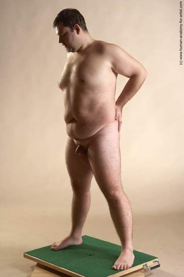 Nude Man White Standing poses - ALL Overweight Short Brown Standing poses - simple Realistic