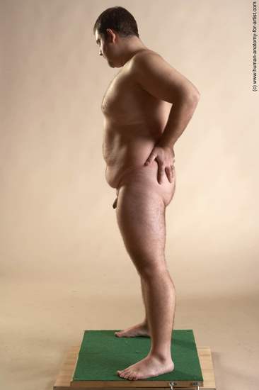 Nude Man White Standing poses - ALL Overweight Short Brown Standing poses - simple Realistic