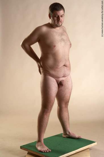 Nude Man White Standing poses - ALL Overweight Short Brown Standing poses - simple Realistic