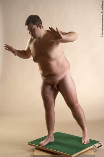 Nude Man White Standing poses - ALL Overweight Short Brown Standing poses - simple Realistic